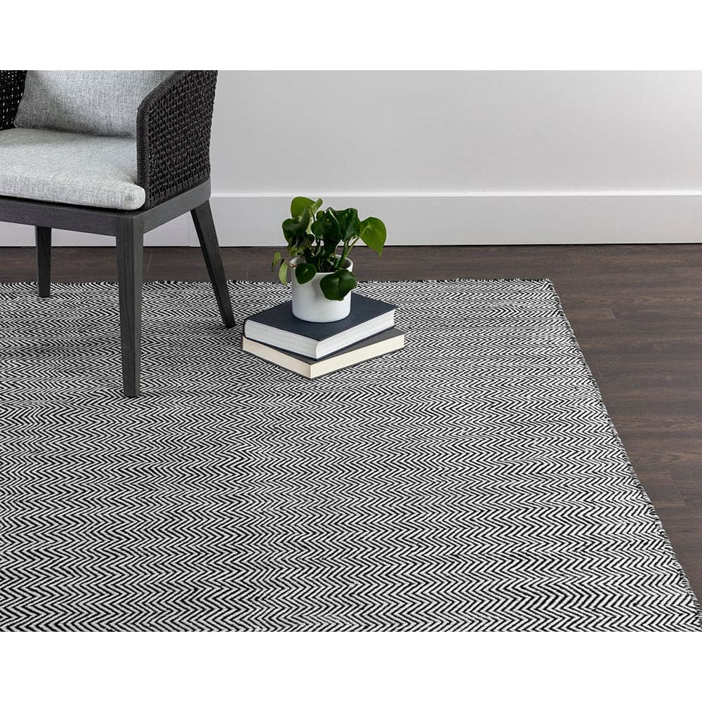 Cusco Hand - Woven Rug - 5'' x 8''-Sunpan-SUNPAN-108642-RugsBlack / White-2-France and Son