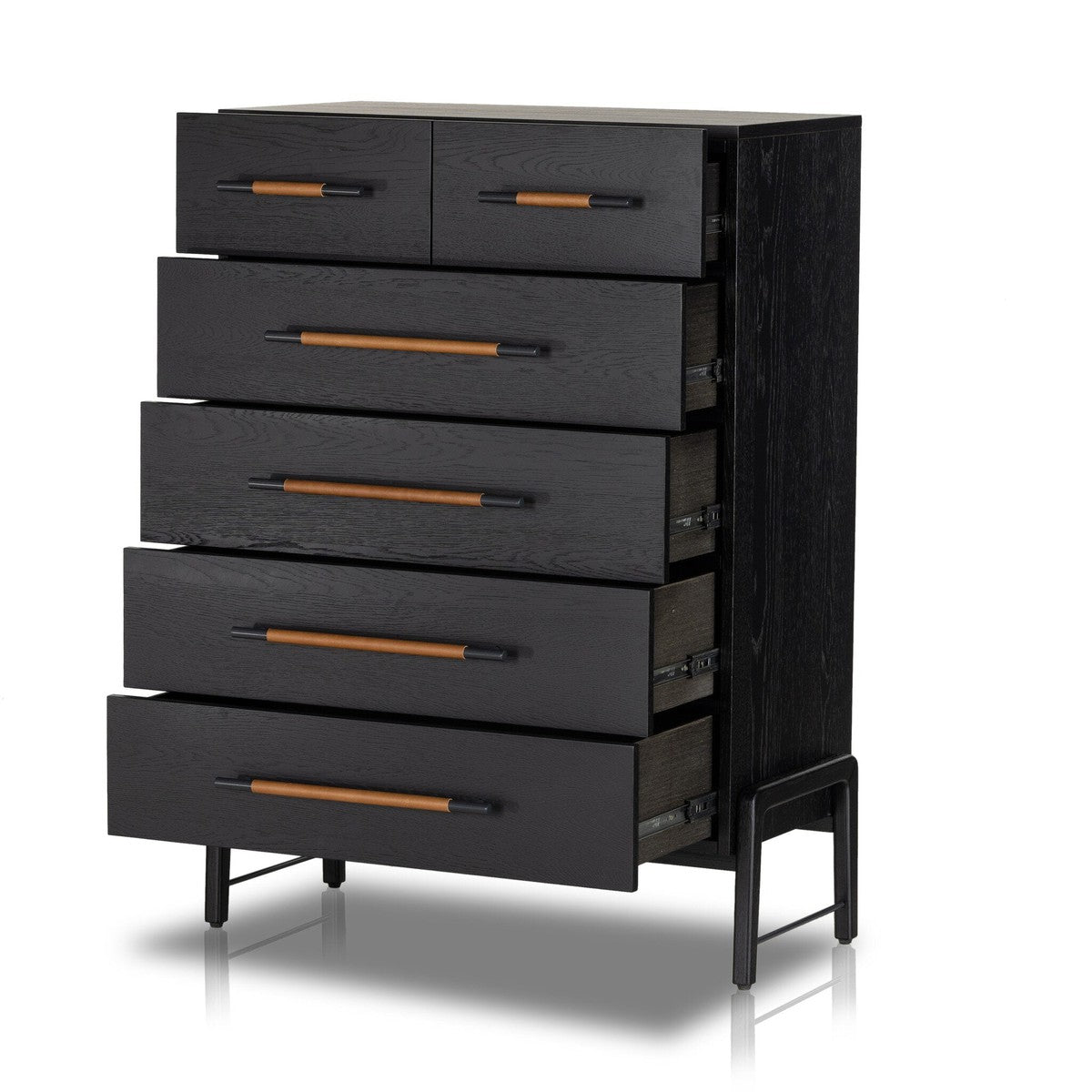 Rosedale 6 Drawer Tall Dresser - Ebony Oak Veneer