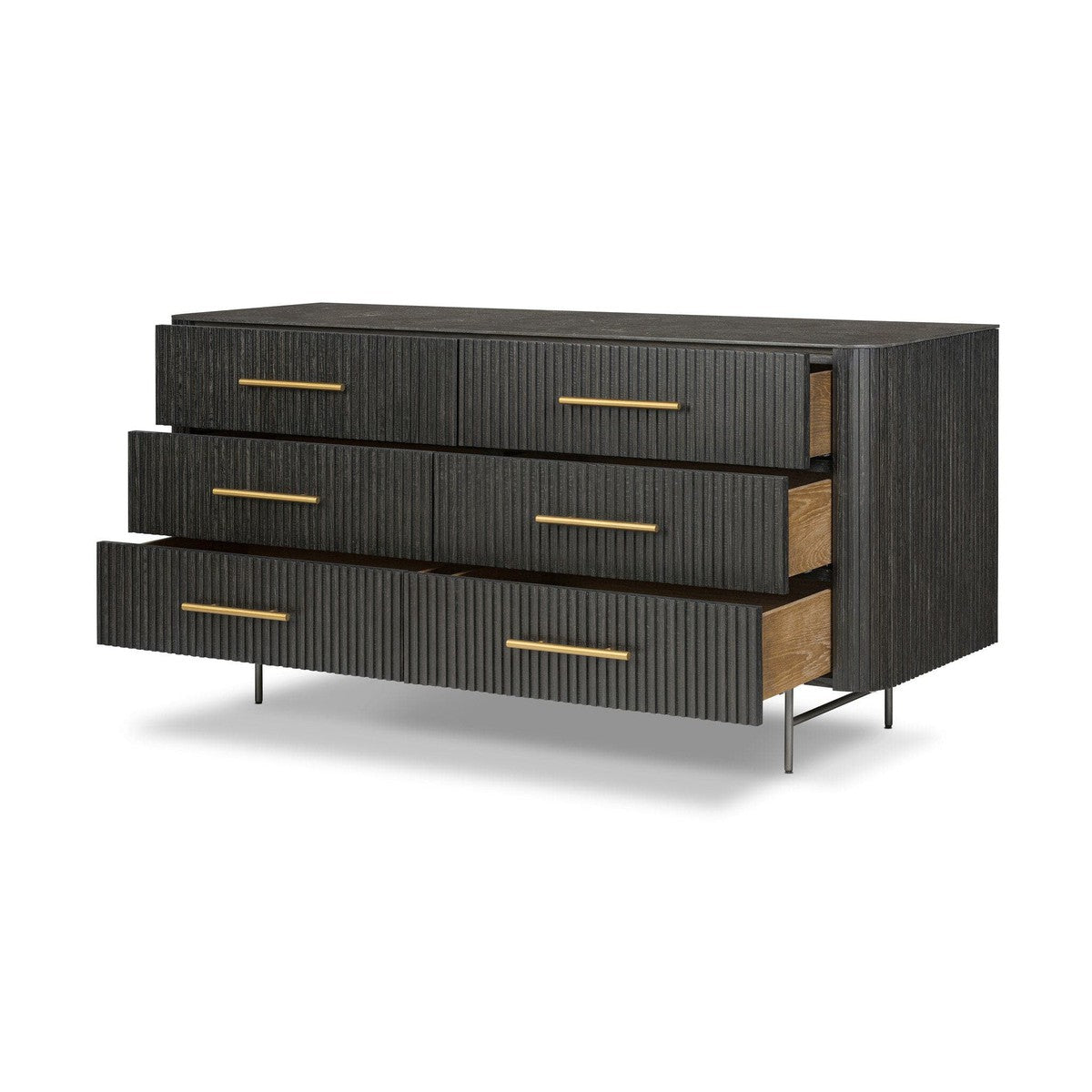 Fletcher 6 Drawer Dresser - Distressed Black