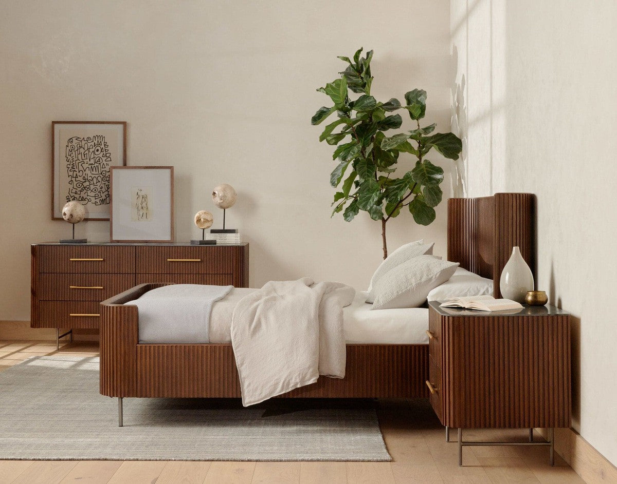 Fletcher Bed - Terra Brown Oak Veneer- King