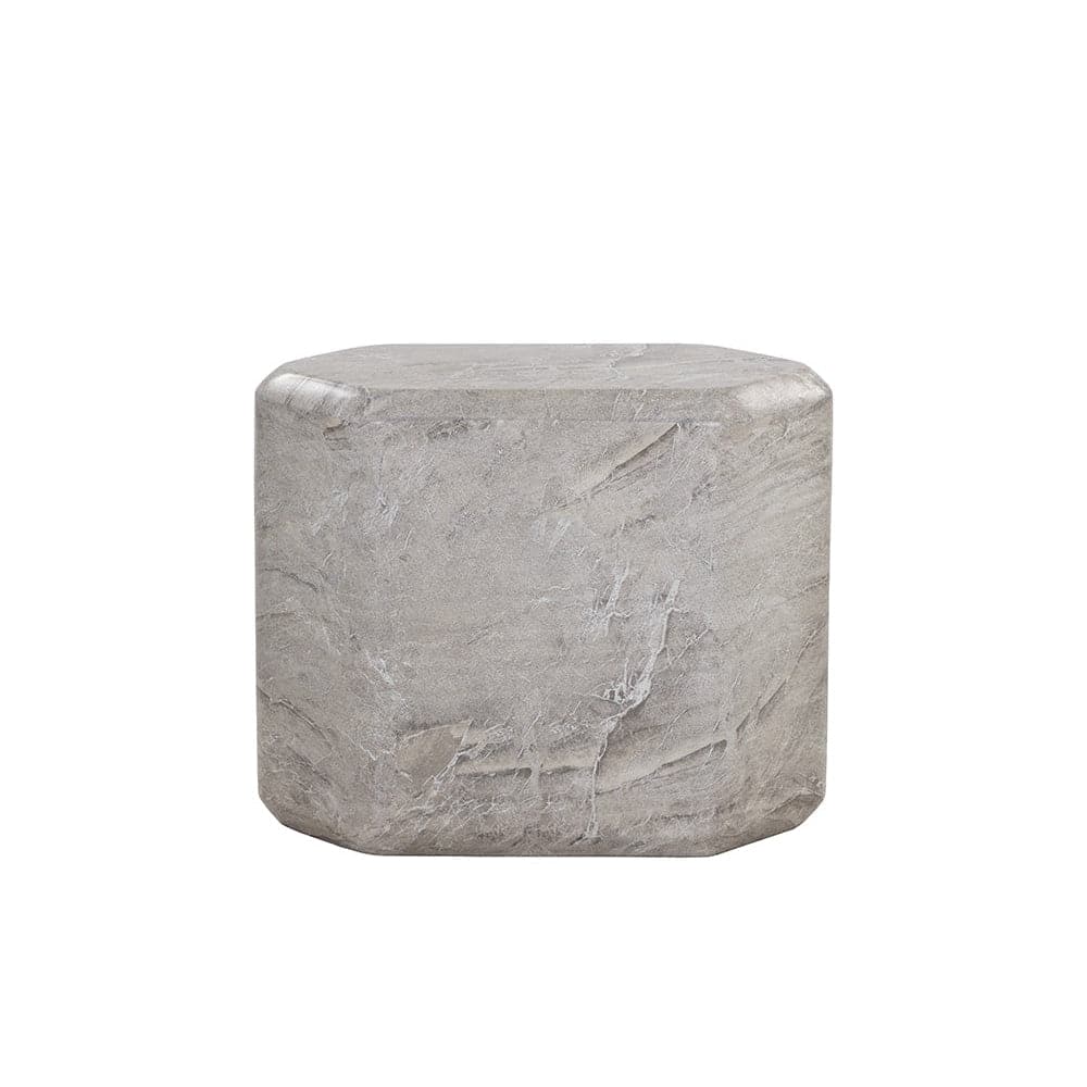 Spezza End Table - Low - Marble Look - Grey-Sunpan-SUNPAN-108957-Side Tables-3-France and Son