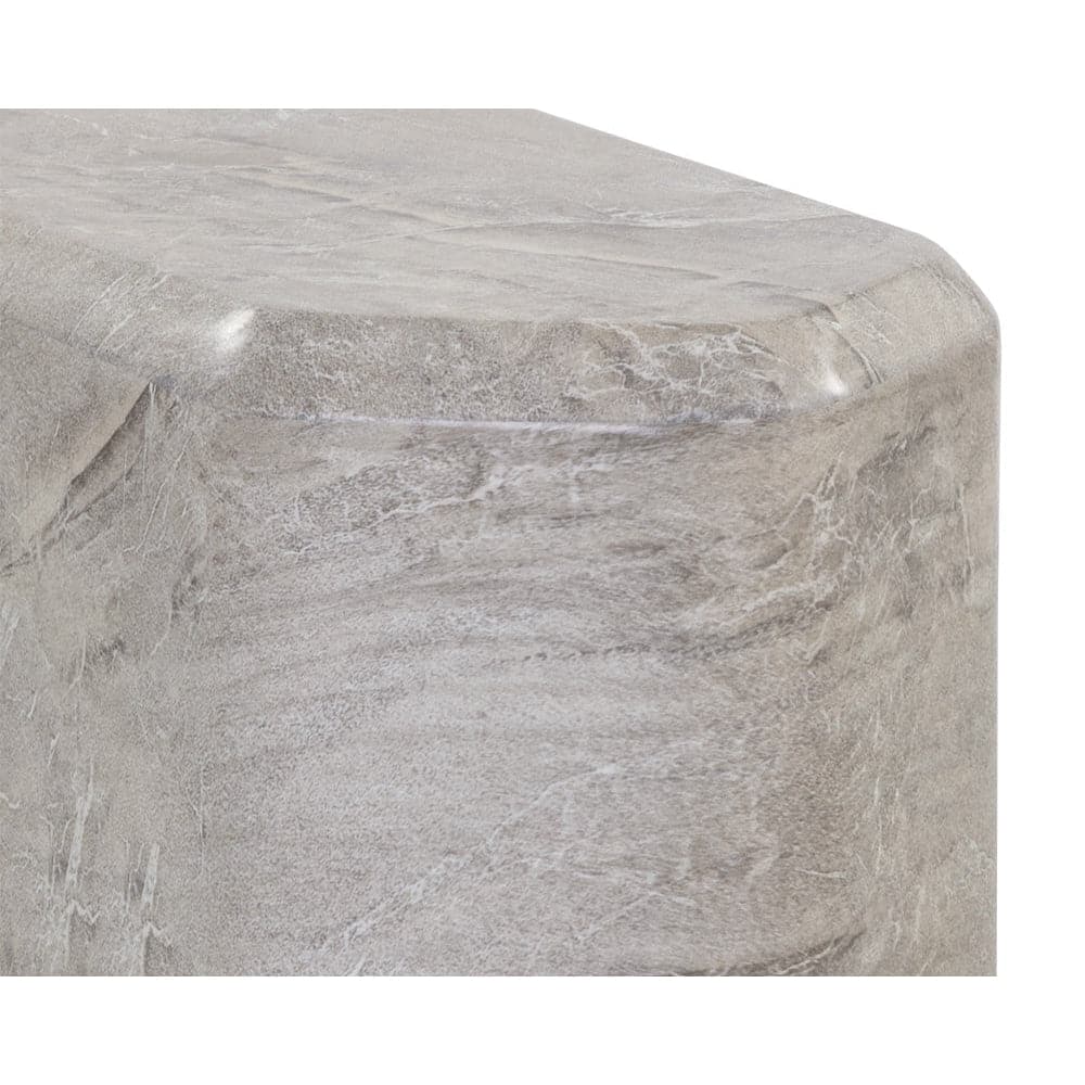 Spezza End Table - Low - Marble Look - Grey-Sunpan-SUNPAN-108957-Side Tables-4-France and Son