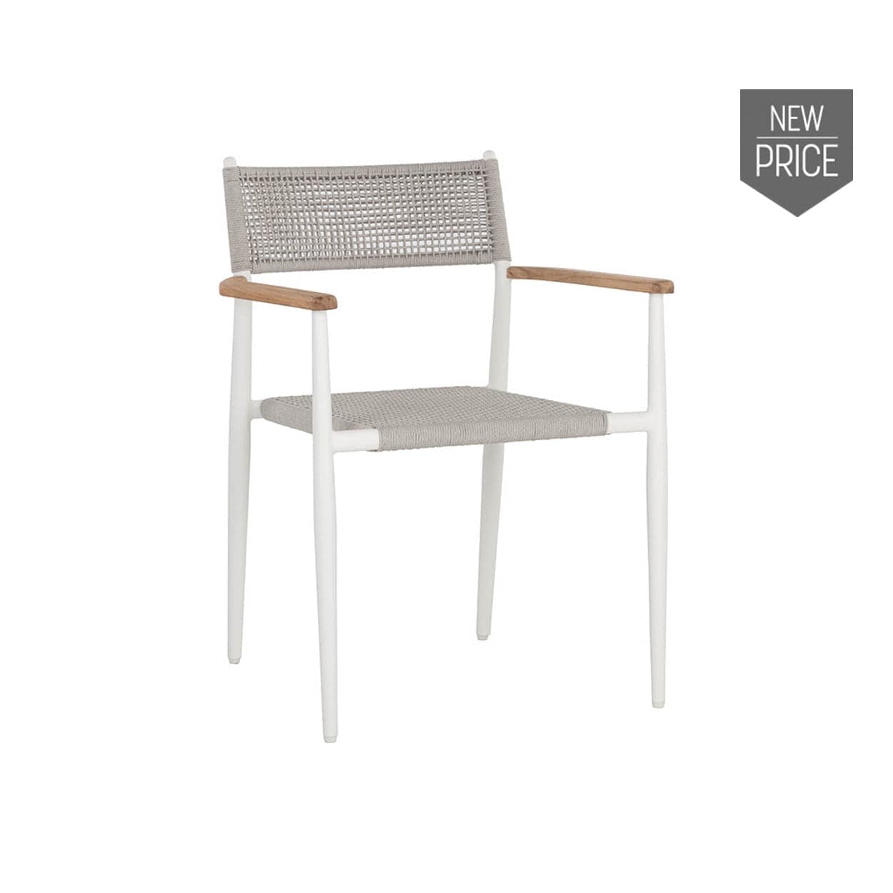 Kona Stackable Dining Armchair - White-Sunpan-SUNPAN-109050-Dining Chairs-1-France and Son