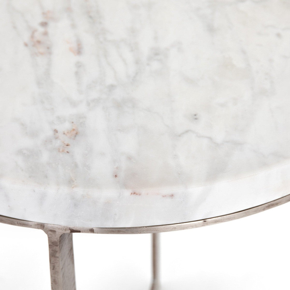 Lennie Round Nightstand - Polished White Marble