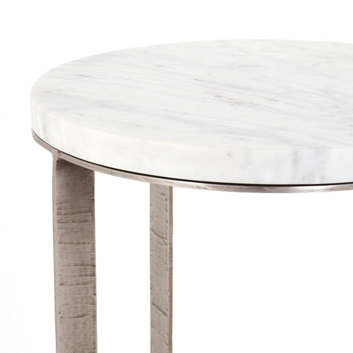 Lennie Round Nightstand - Polished White Marble