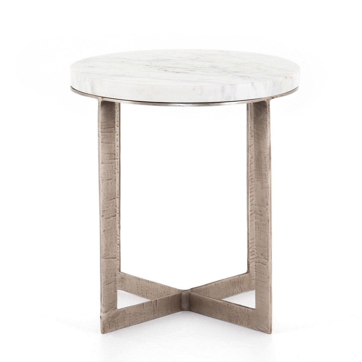 Lennie Round Nightstand - Polished White Marble