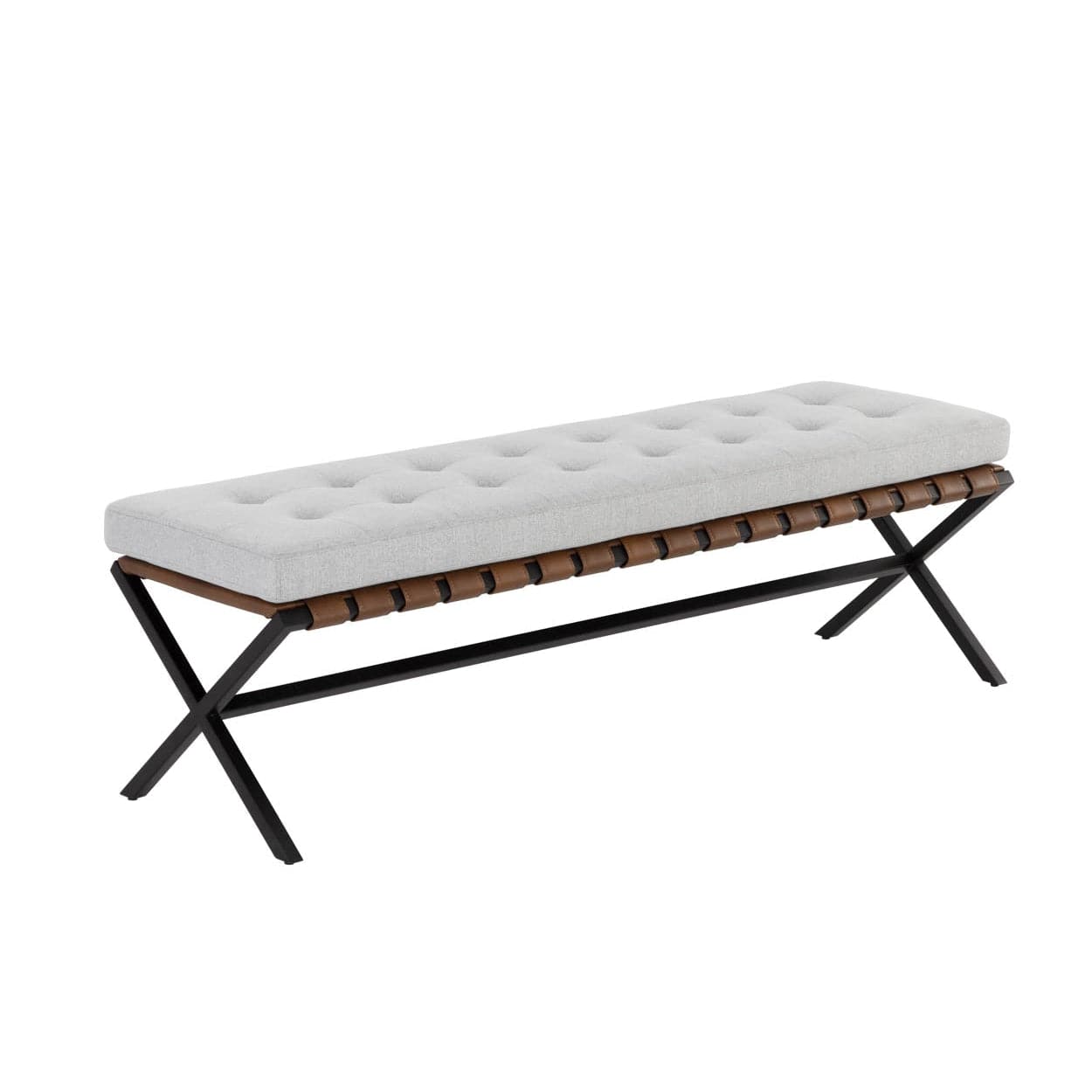 Kenji Bench - Small-Sunpan-SUNPAN-109479-BenchesBlack - Mina Light Grey-3-France and Son