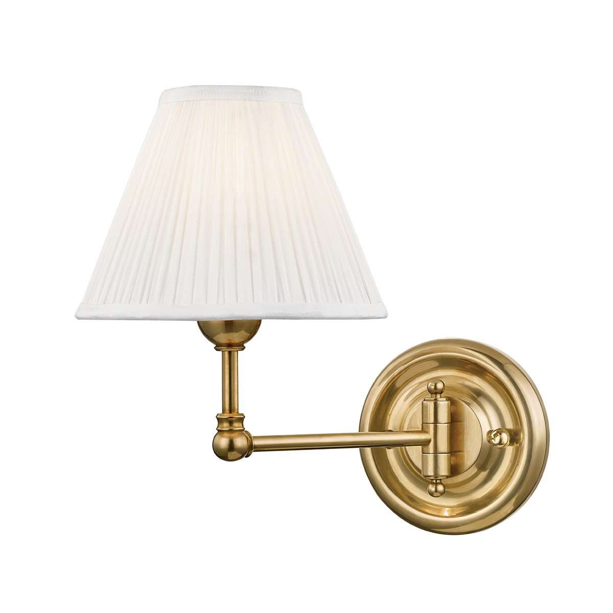 Classic No.1 1 Light Wall Sconce-Hudson Valley-HVL-MDS101-AGB-Wall LightingGold-1-France and Son