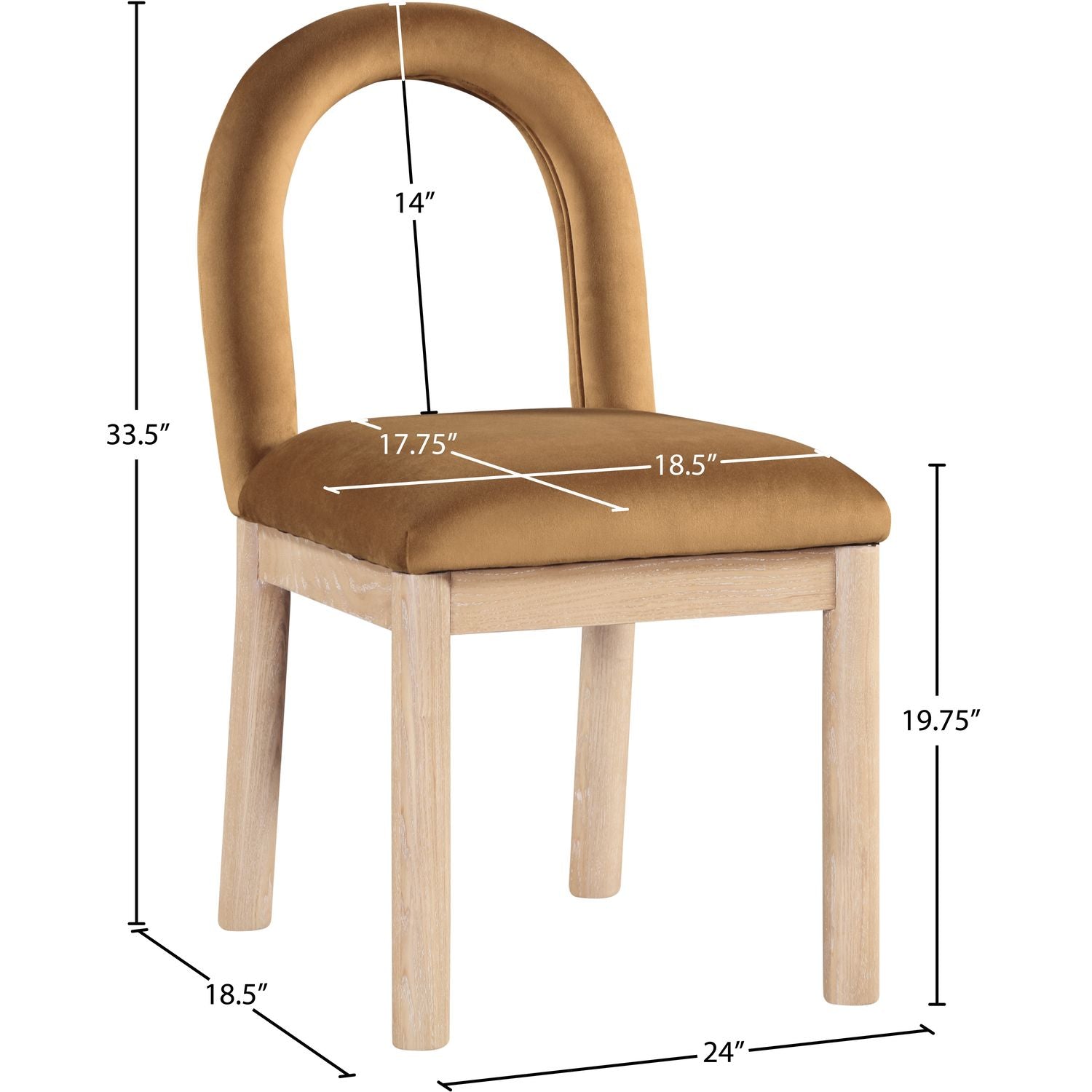Conrad Velvet Upholstered Dining Chair — Saddle / Natural