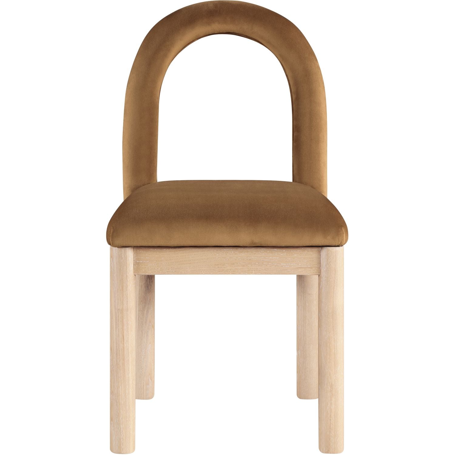 Conrad Velvet Upholstered Dining Chair — Saddle / Natural