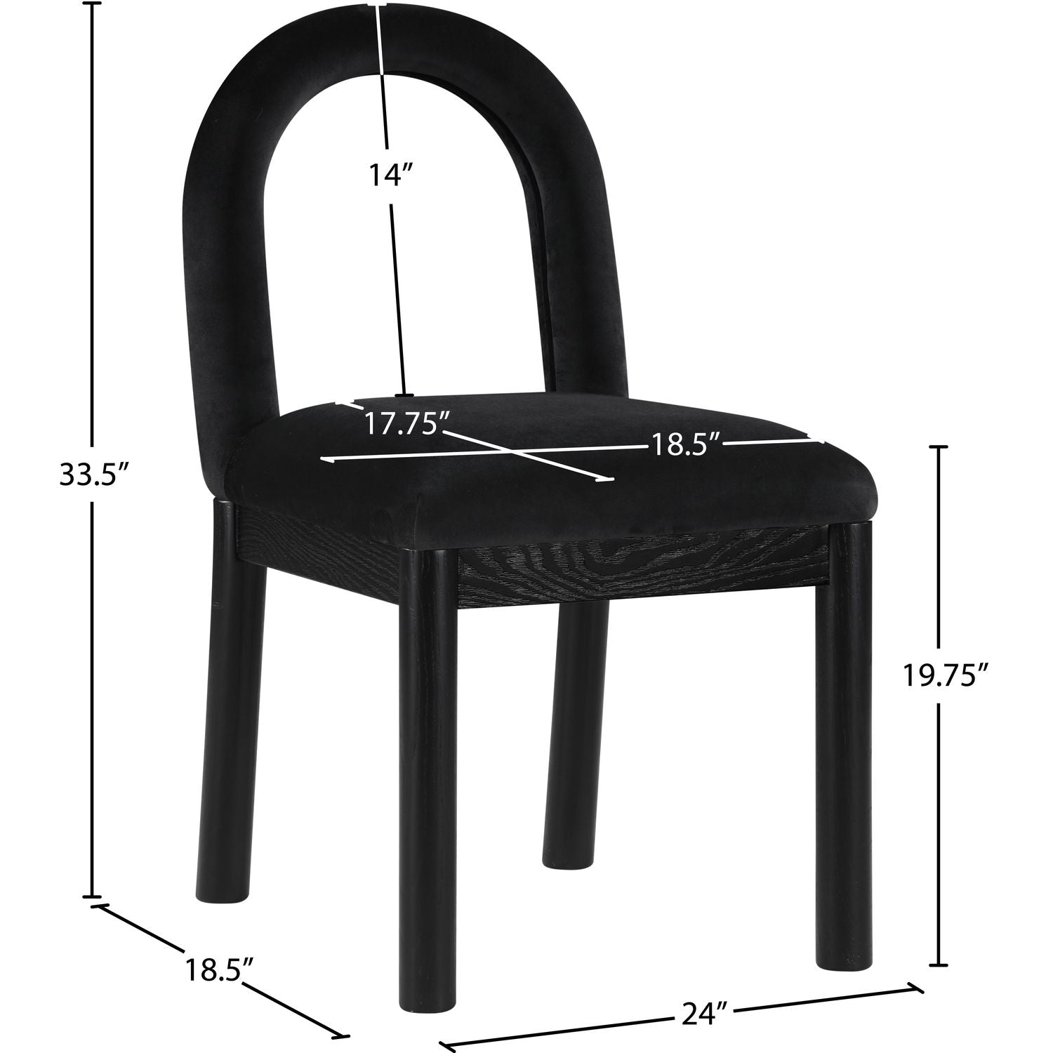 Conrad Velvet Upholstered Dining Chair — Black / Black