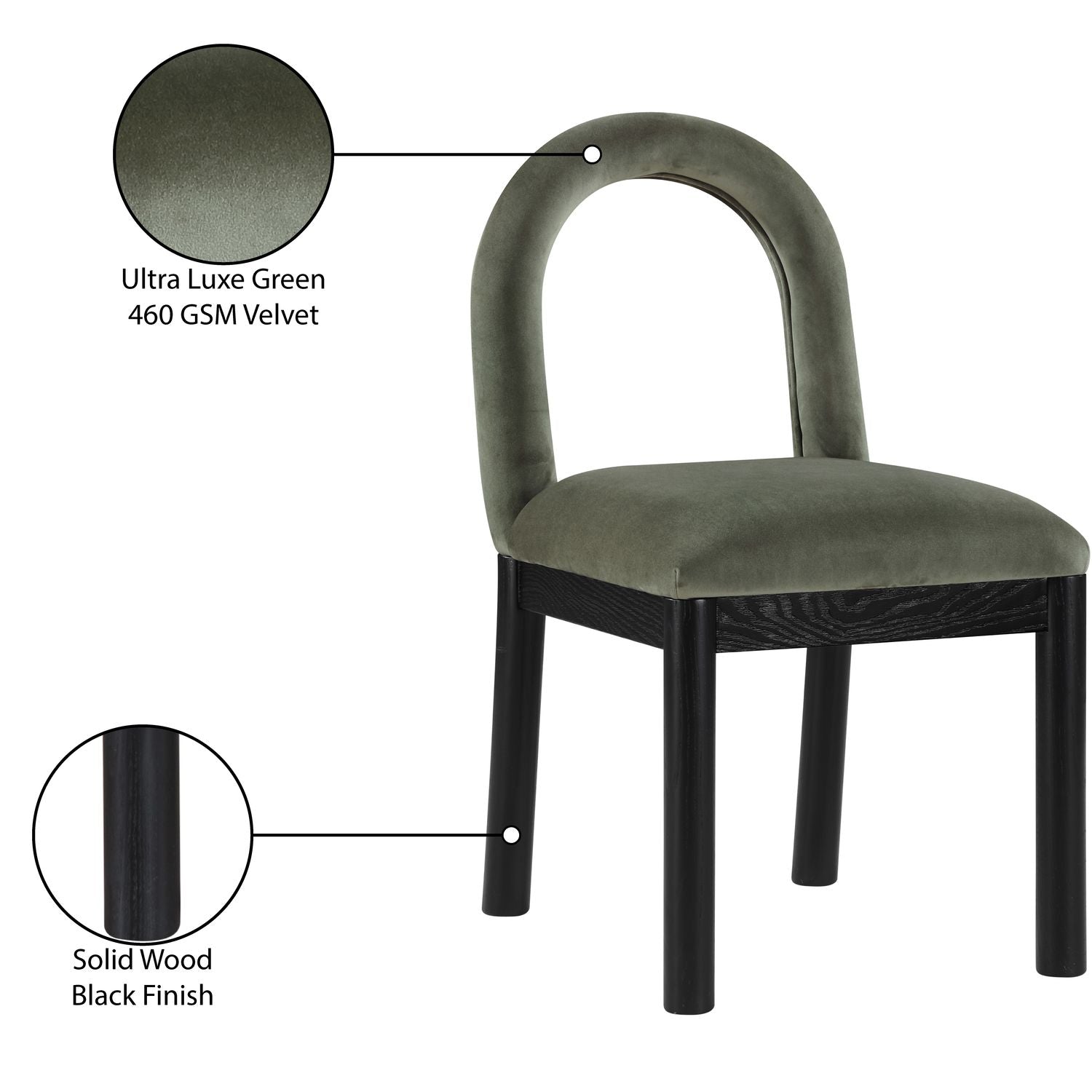 Conrad Velvet Upholstered Dining Chair — Green / Black