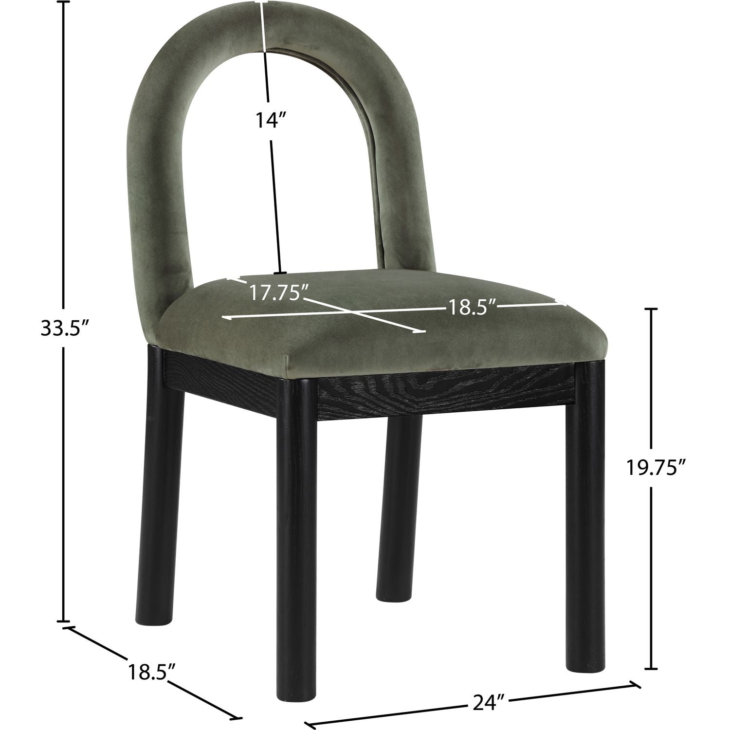 Conrad Velvet Upholstered Dining Chair — Green / Black