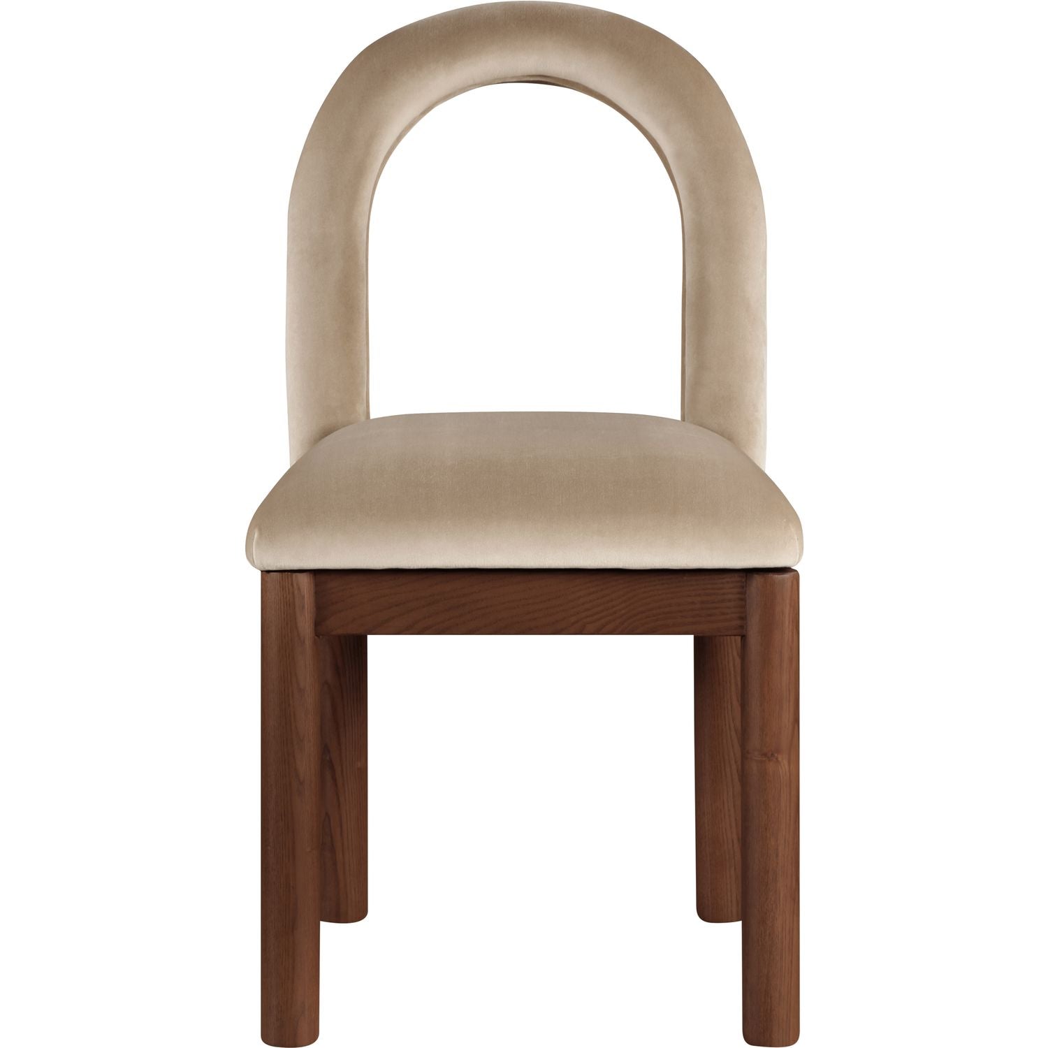 Conrad Velvet Upholstered Dining Chair — Beige / Brown