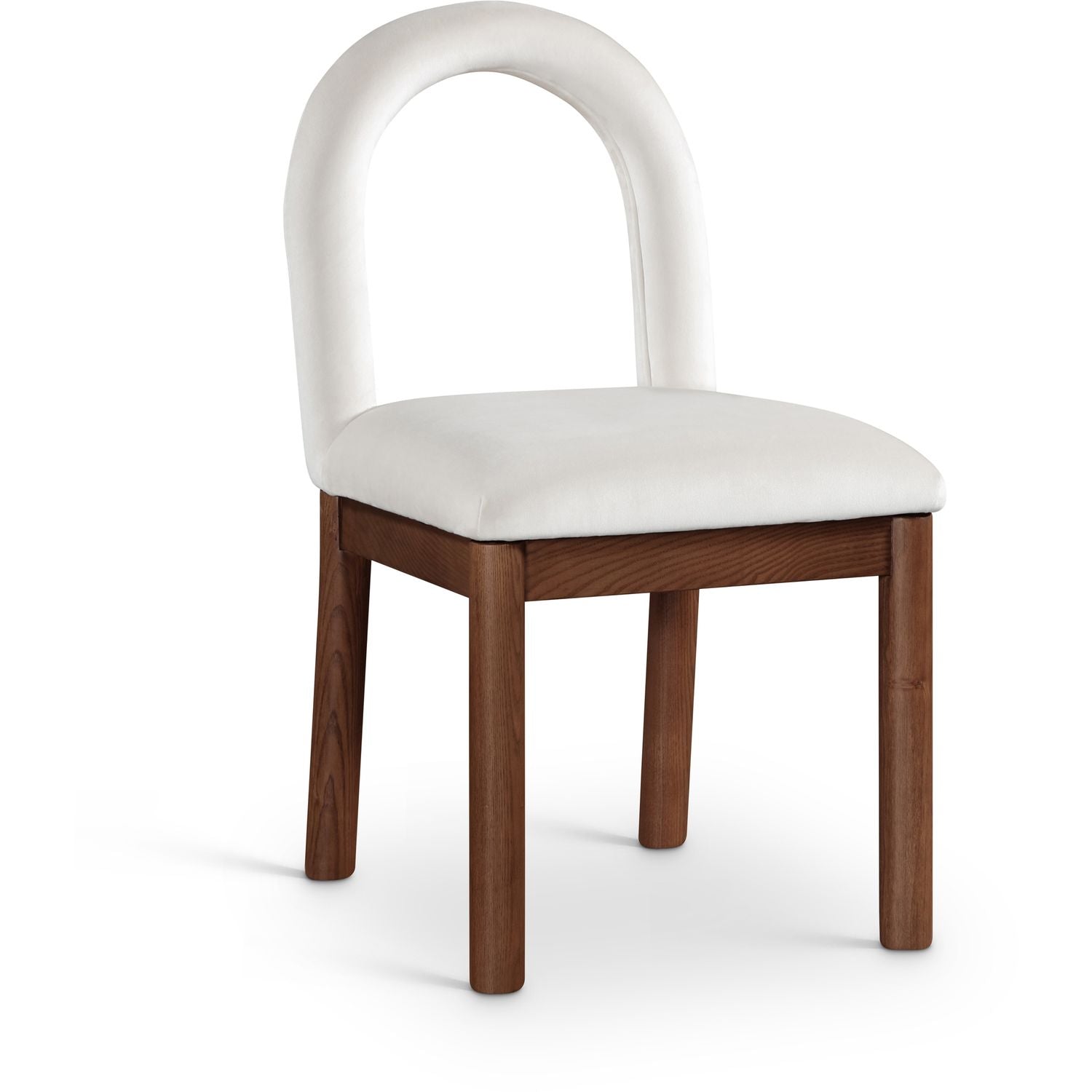 Conrad Velvet Upholstered Dining Chair — Cream / Brown