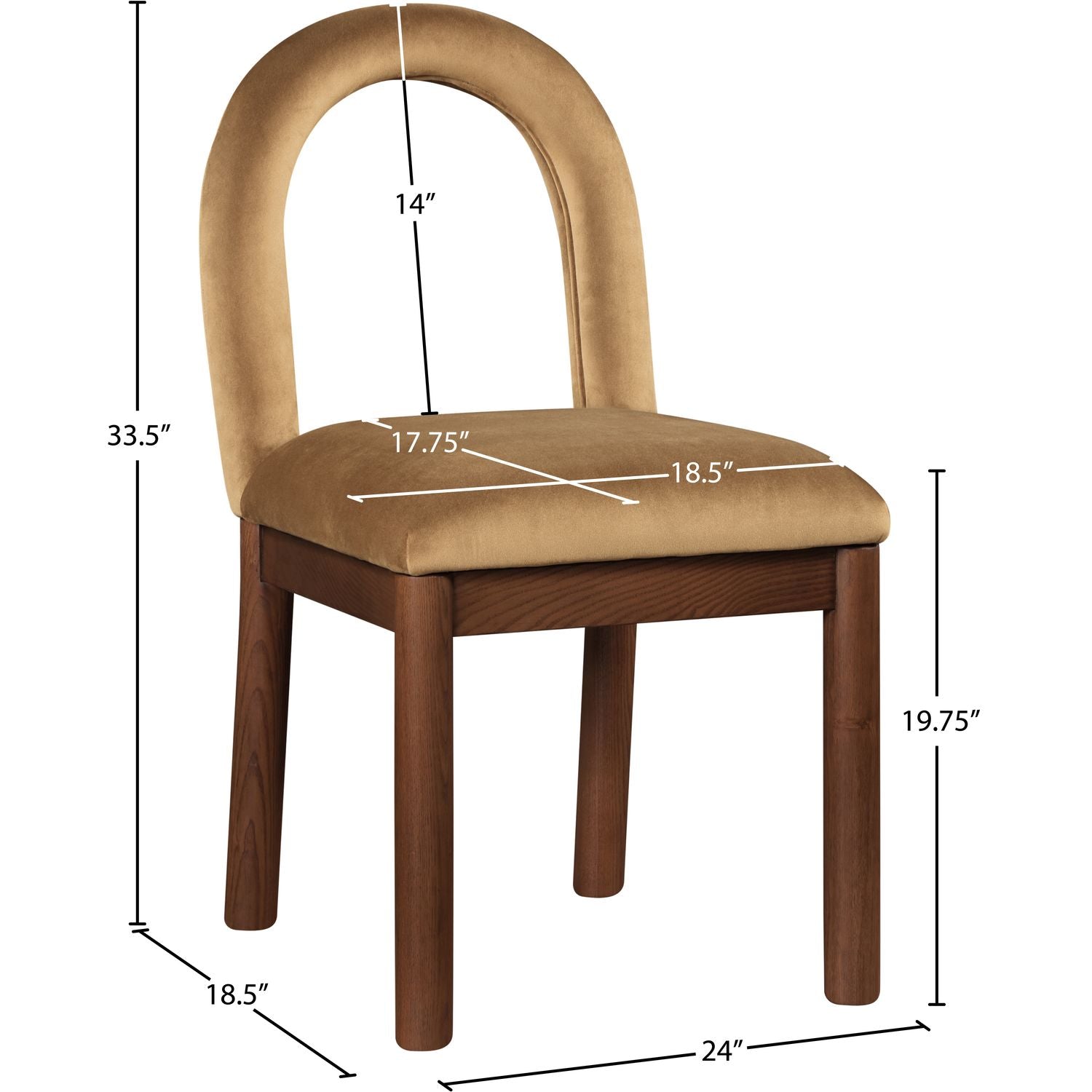 Conrad Velvet Upholstered Dining Chair — Saddle / Brown
