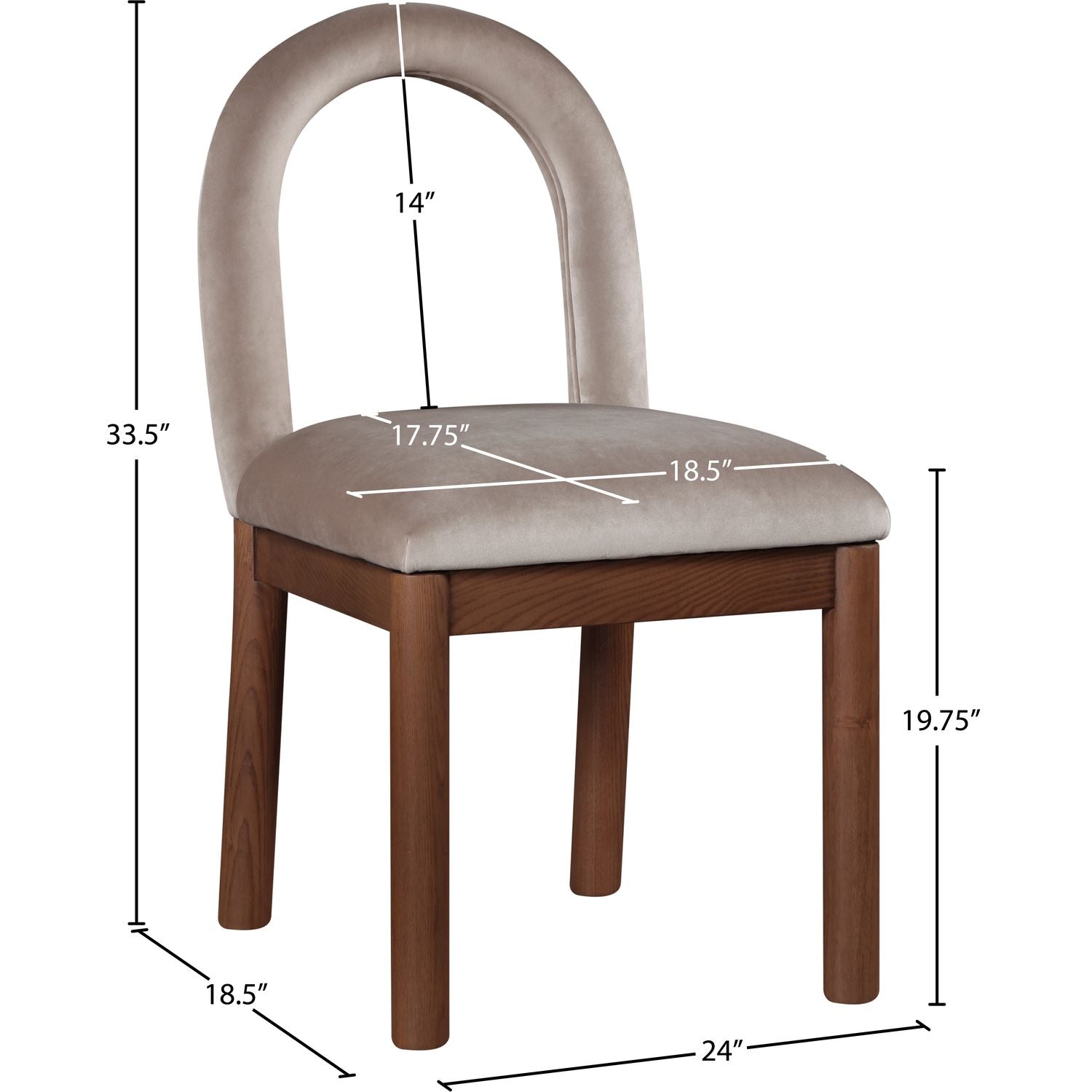 Conrad Velvet Upholstered Dining Chair — Taupe / Brown