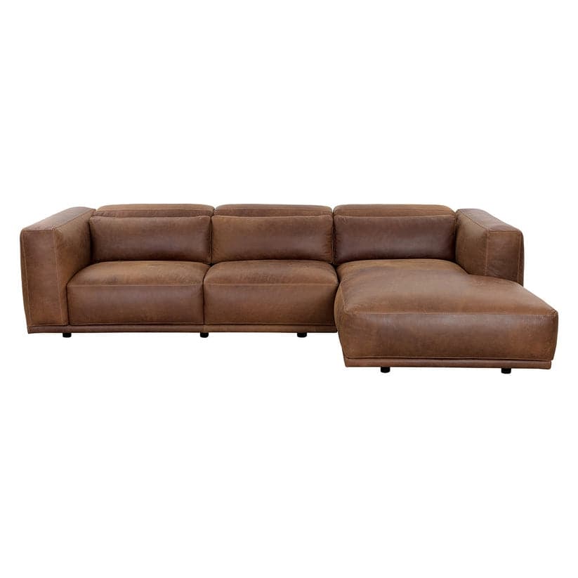 Santino Sofa Chaise - Raf - Aged Cognac Leather-Sunpan-SUNPAN-111036-Sofas-2-France and Son