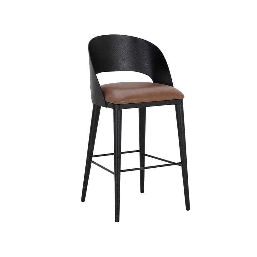 Dezirae Bar + Counter Stool-Sunpan-SUNPAN-111051-Stools & OttomansBar Stool-Black/ Cognac Leather-5-France and Son