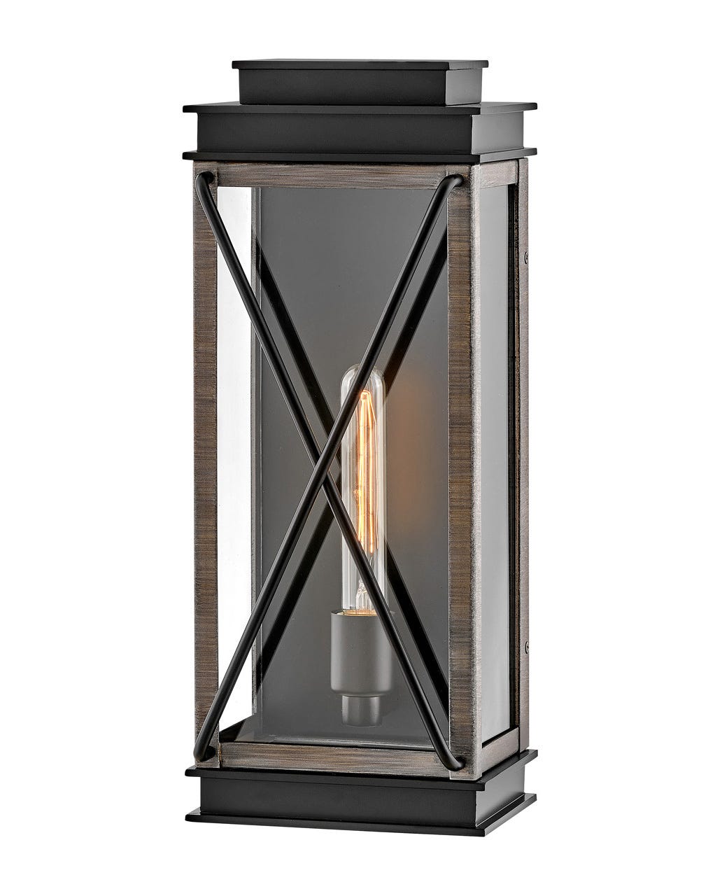 Outdoor Montecito Wall Mount Lantern-Hinkley Lighting-HINKLEY-11194BK-Outdoor Post LanternsMedium-Black / Driftwood Grey-4-France and Son