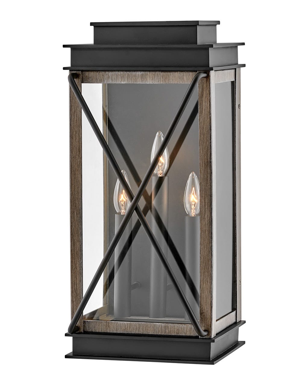 Outdoor Montecito Large Wall Mount Lantern-Hinkley Lighting-HINKLEY-11195BK-Outdoor Post LanternsBlack / Driftwood Grey-2-France and Son