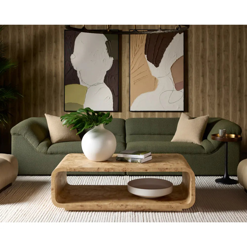 Additional view of Rowena Coffee Table in light natural wood and beige-tan.