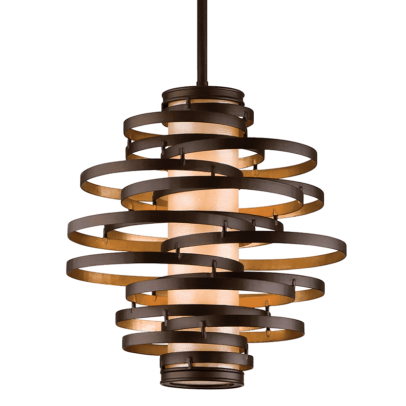 Vertigo 2Lt Pendant Small Bronze And Gold Leaf-Corbett Lighting-CORBETT-113-42-Pendants-1-France and Son