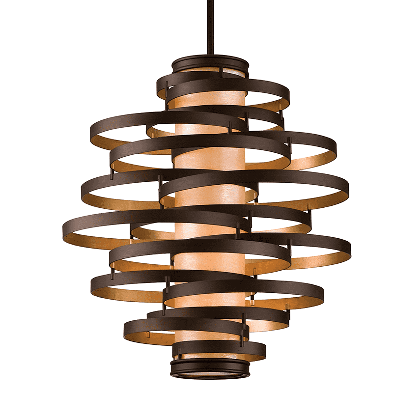 Vertigo 4Lt Pendant Large Bronze And Gold Leaf-Corbett Lighting-CORBETT-113-44-Pendants-1-France and Son