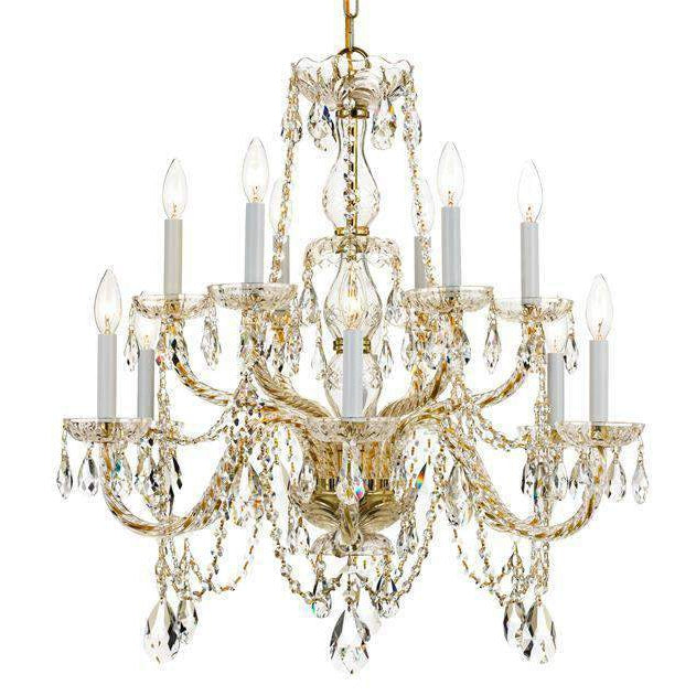 Traditional Crystal 12 Light Chandelier-Crystorama Lighting Company-CRYSTO-1135-PB-CL-MWP-ChandeliersBrass-Clear Crystal-1-France and Son