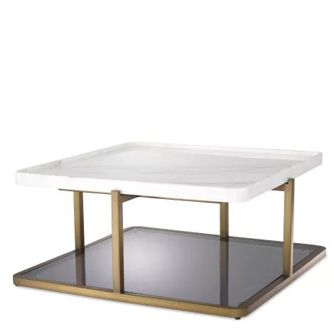 Coffee Table Grant br brass finish white marble-Eichholtz-EICHHOLTZ-115141-Coffee Tables-1-France and Son