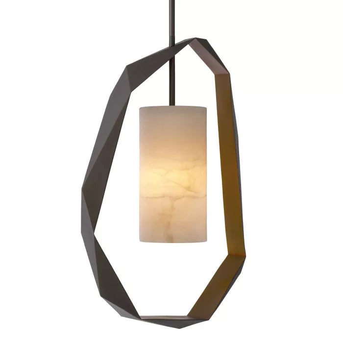 Chandelier Santos gunmetal finish incl alabaster-Eichholtz-EICHHOLTZ-115371UL-Chandeliers-1-France and Son