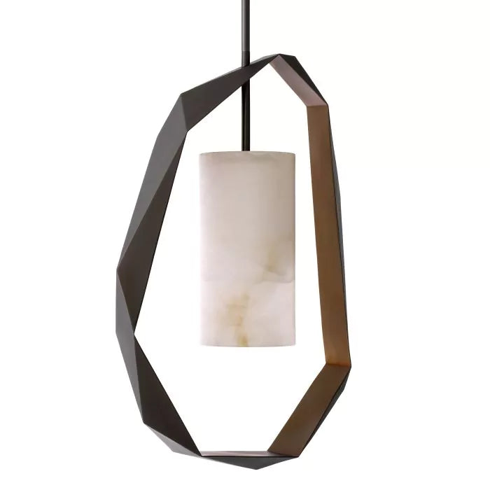 Chandelier Santos gunmetal finish incl alabaster-Eichholtz-EICHHOLTZ-115371UL-Chandeliers-2-France and Son