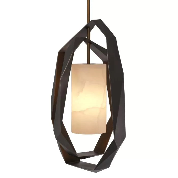 Chandelier Santos Double - Gunmetal Finish Incl Alabaster-Eichholtz-EICHHOLTZ-115372UL-Chandeliers-3-France and Son