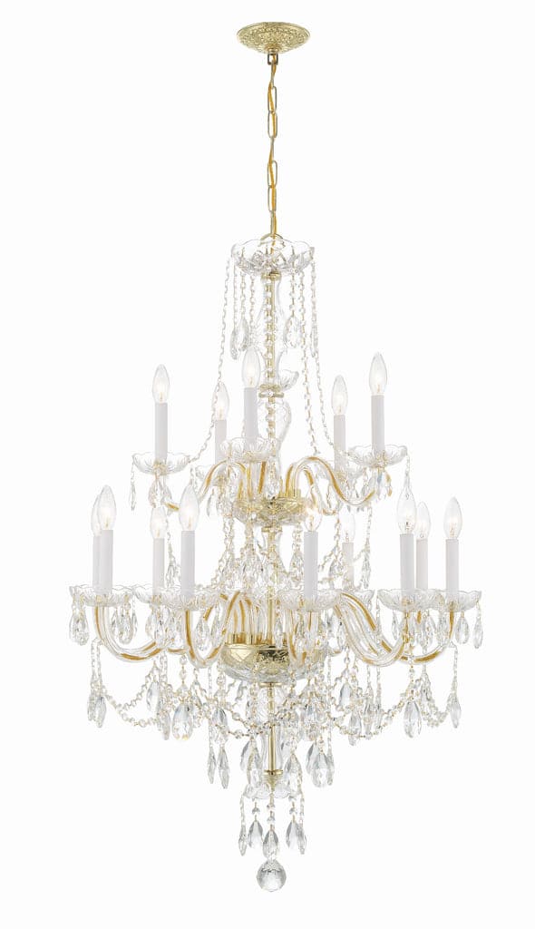 Traditional Crystal 15 Light Chandelier-Crystorama Lighting Company-CRYSTO-1155-PB-CL-MWP-ChandeliersPolished Brass-5-France and Son