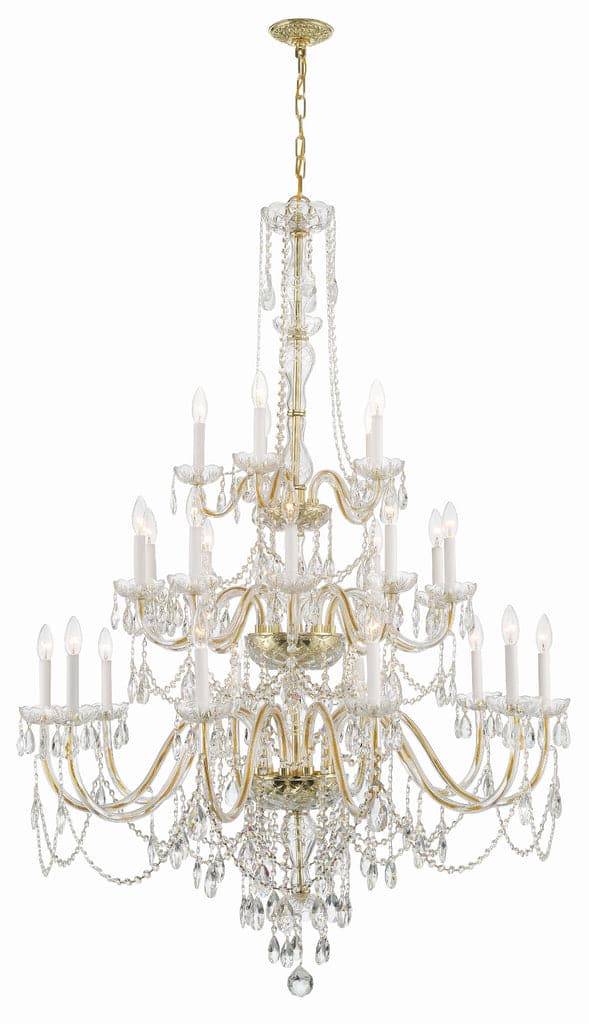 Traditional Crystal 25 Light Chandelier-Crystorama Lighting Company-CRYSTO-1156-PB-CL-MWP-ChandeliersPolished Brass-2-France and Son