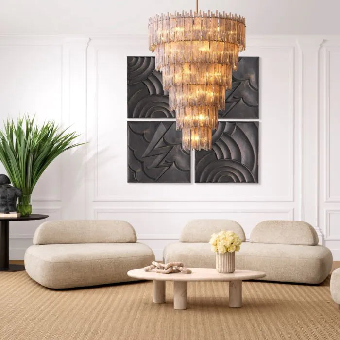 Alternate view of Coffee Table Prelude travertine in beige and cream.