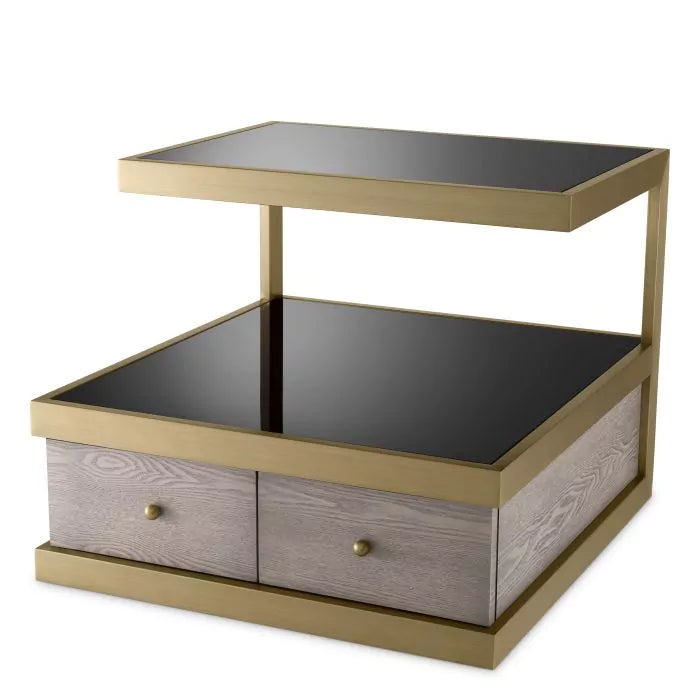 Side Table Kuboa brushed brass finish-Eichholtz-EICHHOLTZ-116406-Side Tables-1-France and Son