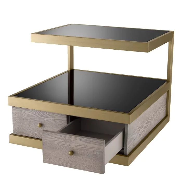 Side Table Kuboa brushed brass finish-Eichholtz-EICHHOLTZ-116406-Side Tables-2-France and Son