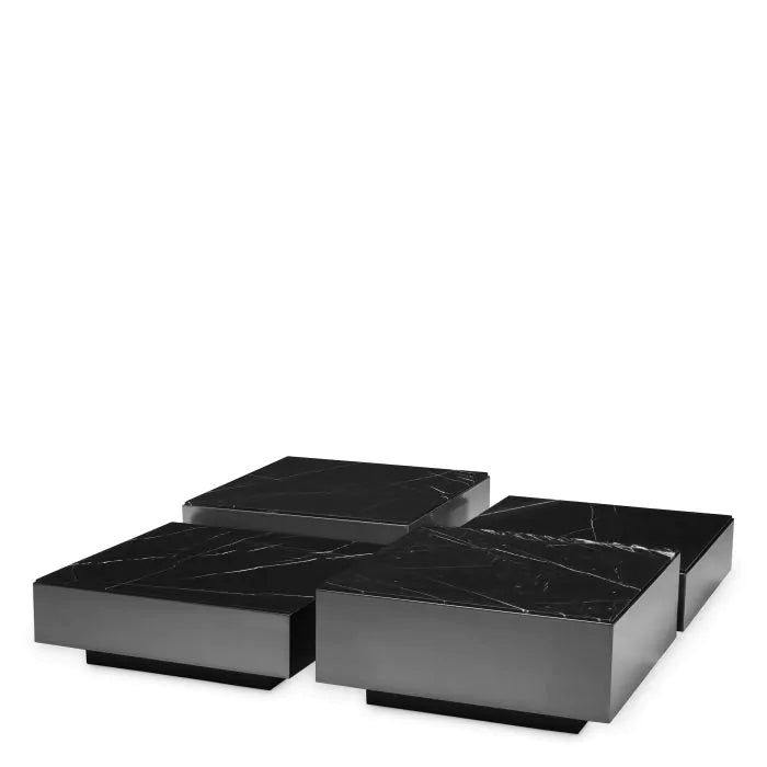 Coffee Table Esposito - Set of 4-Eichholtz-EICHHOLTZ-116524-Coffee TablesBronze/Finish Black Marble-4-France and Son