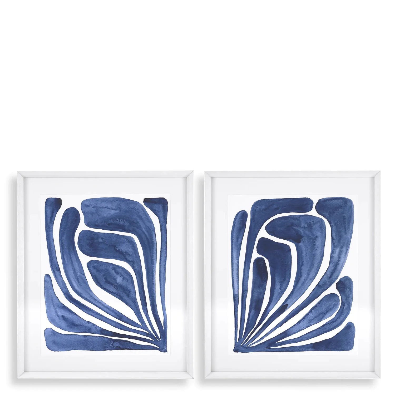 Print Blue Stylized Leaf - Set Of 2-Eichholtz-EICHHOLTZ-116654-Wall Art-1-France and Son