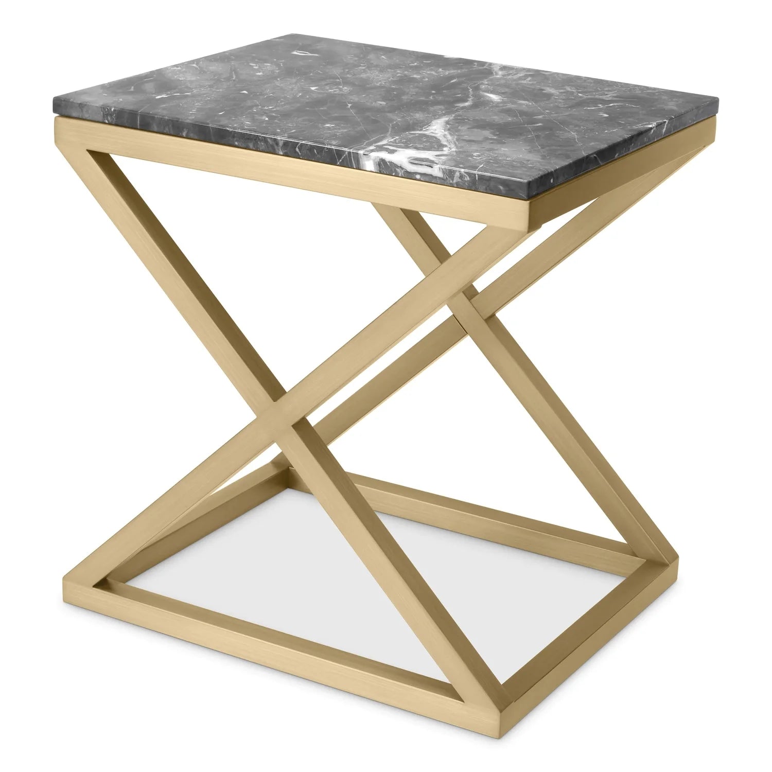 Side Table Criss Cross-Eichholtz-EICHHOLTZ-116727-Side TablesGrey Marble-3-France and Son