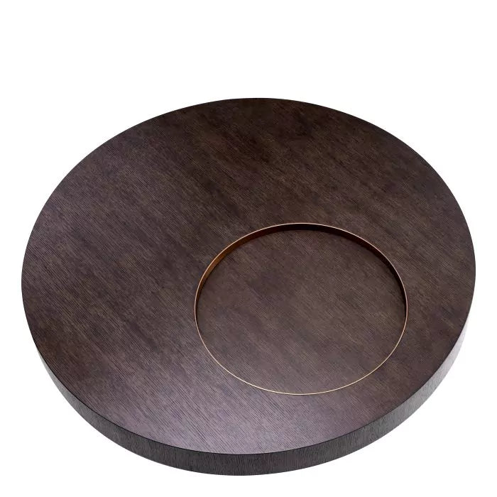 Coffee Table Otus Round-Eichholtz-EICHHOLTZ-117400-Coffee TablesMocha Oak Veneer Brushed Brass Finish-2-France and Son