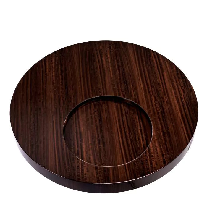 Coffee Table Otus Round-Eichholtz-EICHHOLTZ-117400-Coffee TablesMocha Oak Veneer Brushed Brass Finish-4-France and Son