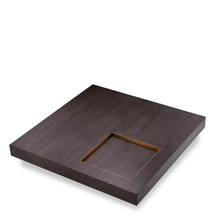 Coffee Table Otus Square-Eichholtz-EICHHOLTZ-117404-Coffee TablesMocha Oak Veneer Brushed Brass Finish-2-France and Son