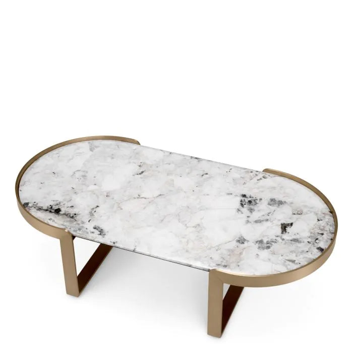 Alternate view of Coffee Table Fabio brushed brass finish in white and brass gold.