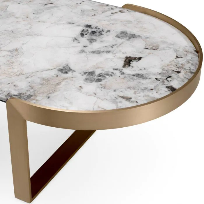 Additional view of Coffee Table Fabio brushed brass finish in white and brass gold.
