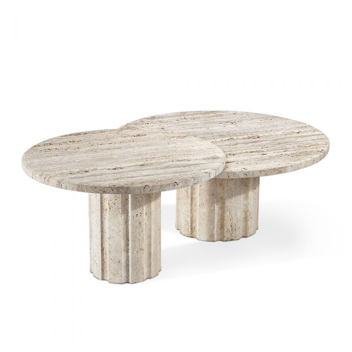 Amerigo Cocktail Table Set - Travertine-Interlude-INTER-118176-Coffee Tables-1-France and Son