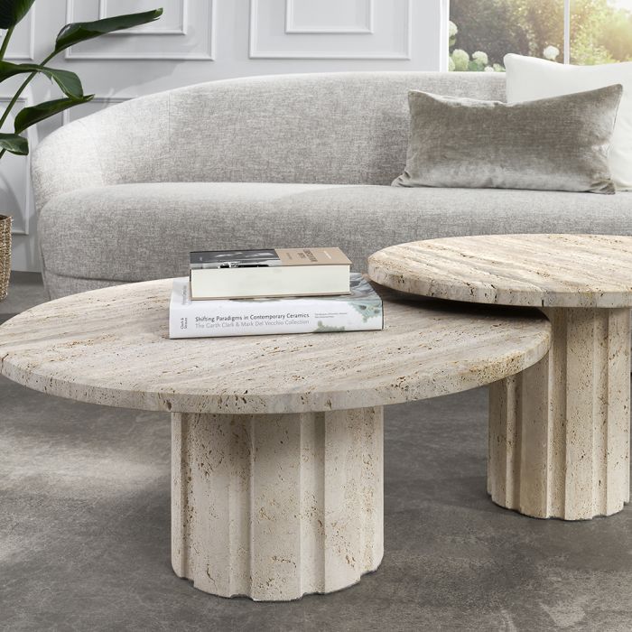 Amerigo Cocktail Table Set - Travertine-Interlude-INTER-118176-Coffee Tables-2-France and Son