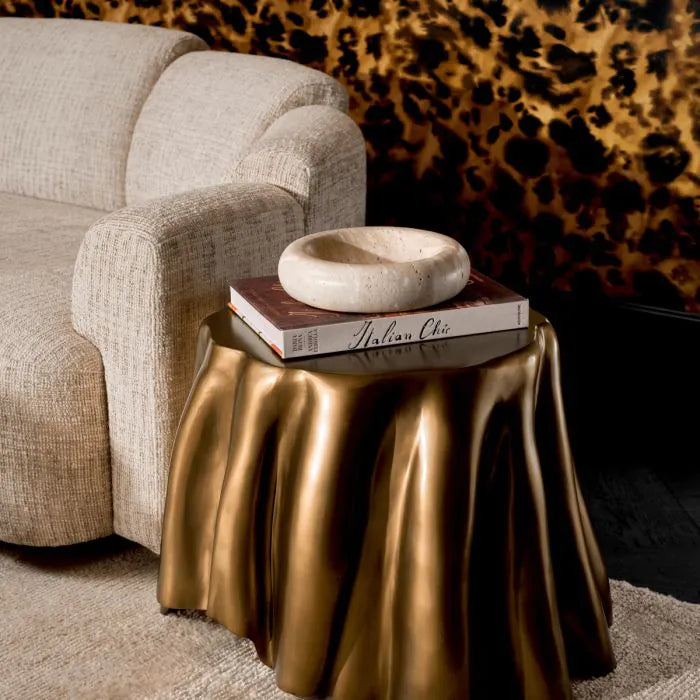 Alternate view of Side Table Chabot vintage brass finish in antique brass and gold.