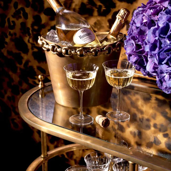 Alternate view of Wine Cooler Clementine vintage brass finish in antique brass and golden brown.